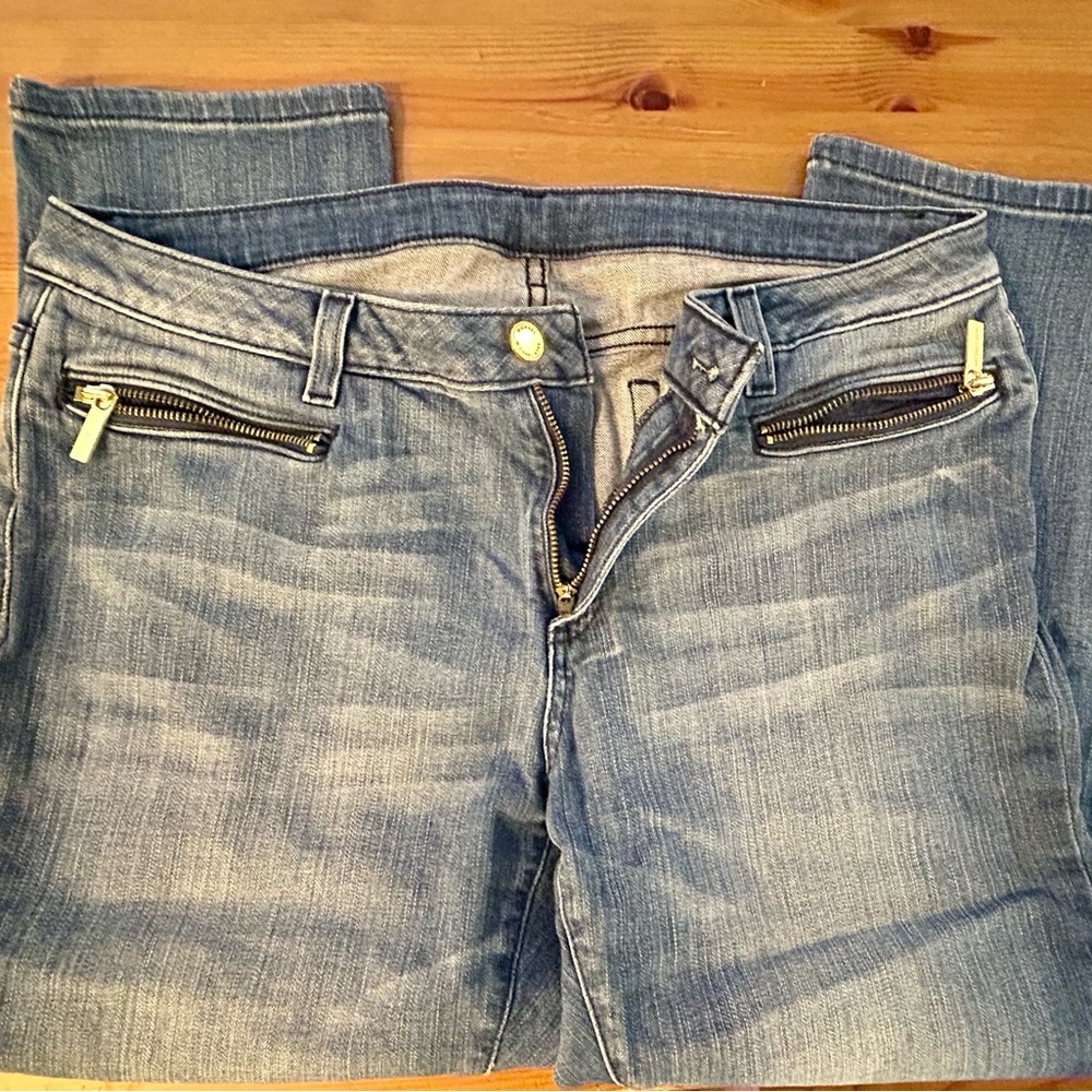 Michael Kors Blue Ankle Jeans with Zipper Accents